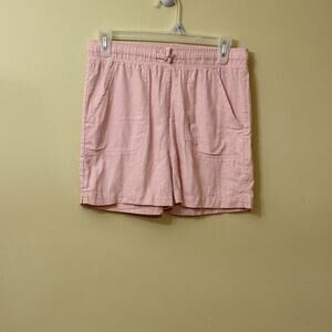 Coastal Grandma Beach Resort Minimalist 32 Degrees Cool Pink Linen Shorts L